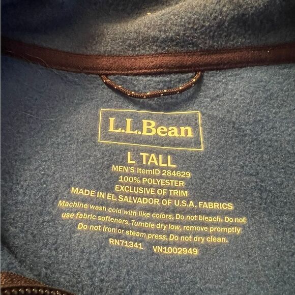 L.L. Bean mens blue fleece full zip vest. Size large tall - Picture 3 of 5